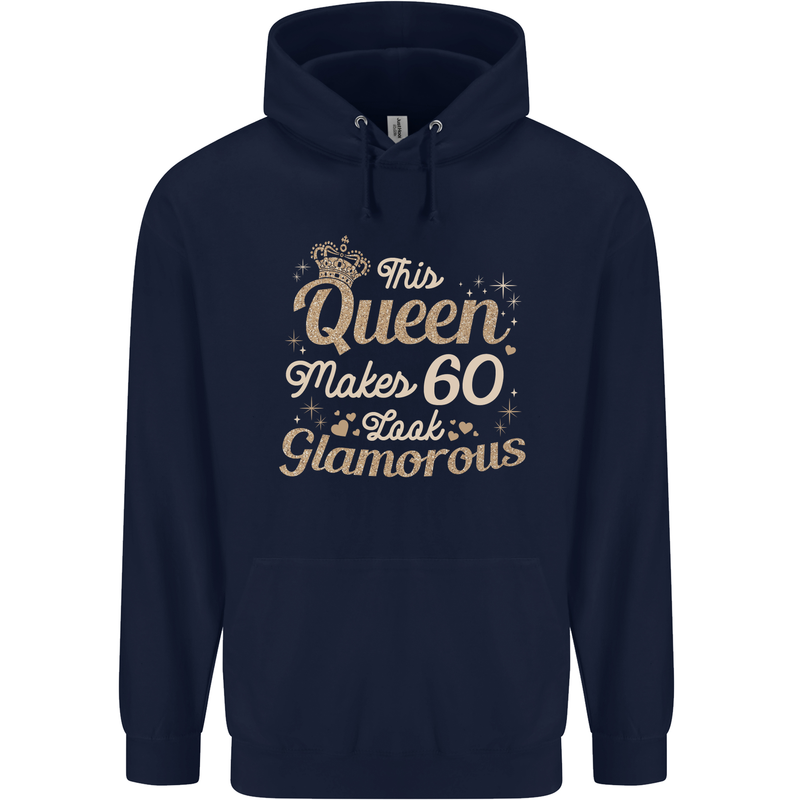 60th Birthday Queen Sixty Years Old 60 Mens 80% Cotton Hoodie Navy Blue