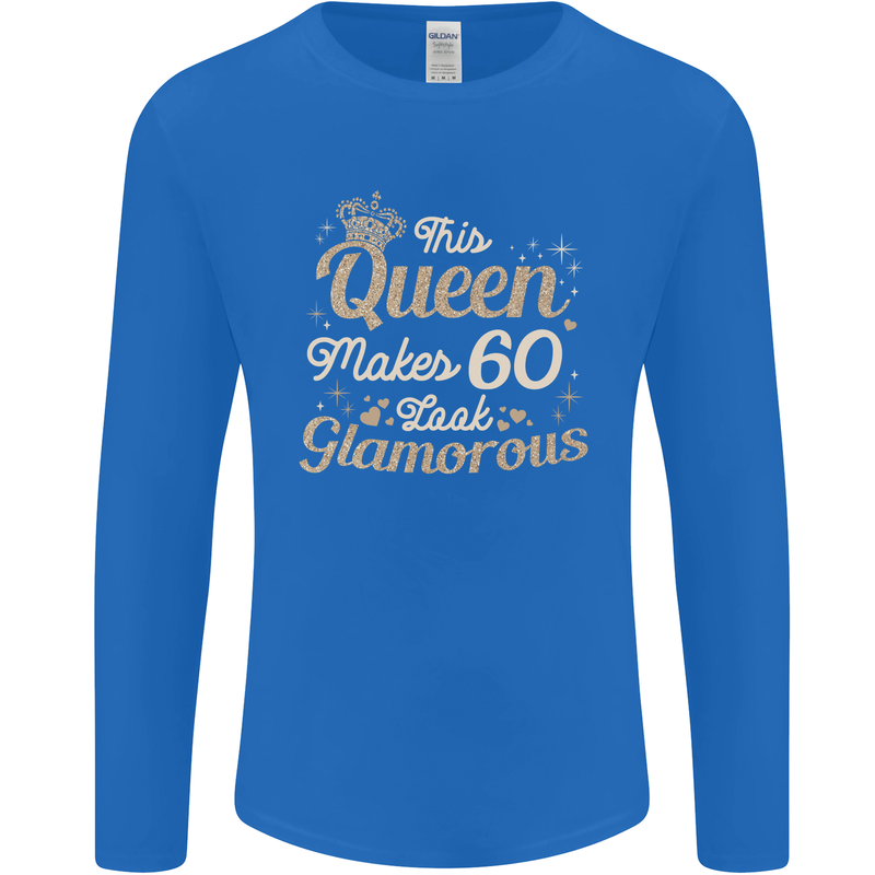 60th Birthday Queen Sixty Years Old 60 Mens Long Sleeve T-Shirt Royal Blue