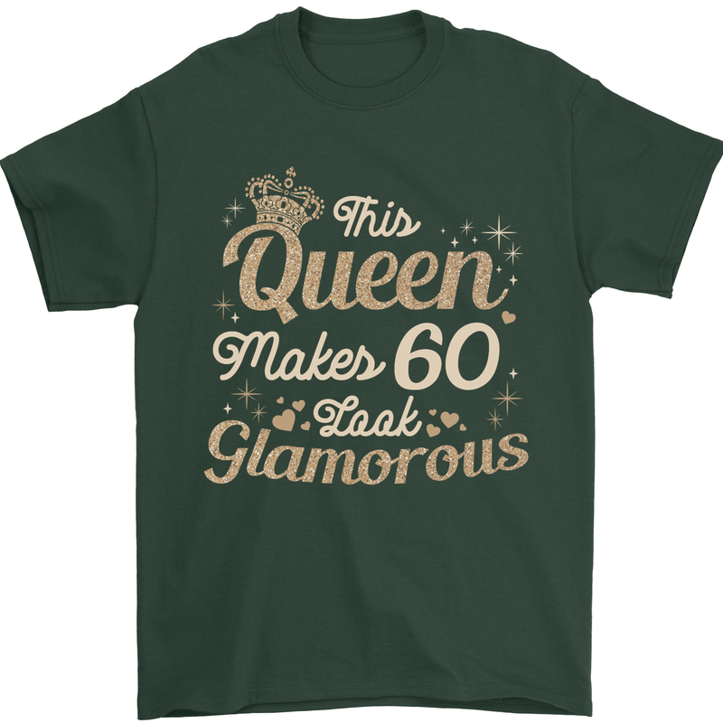 60th Birthday Queen Sixty Years Old 60 Mens T-Shirt Cotton Gildan Forest Green