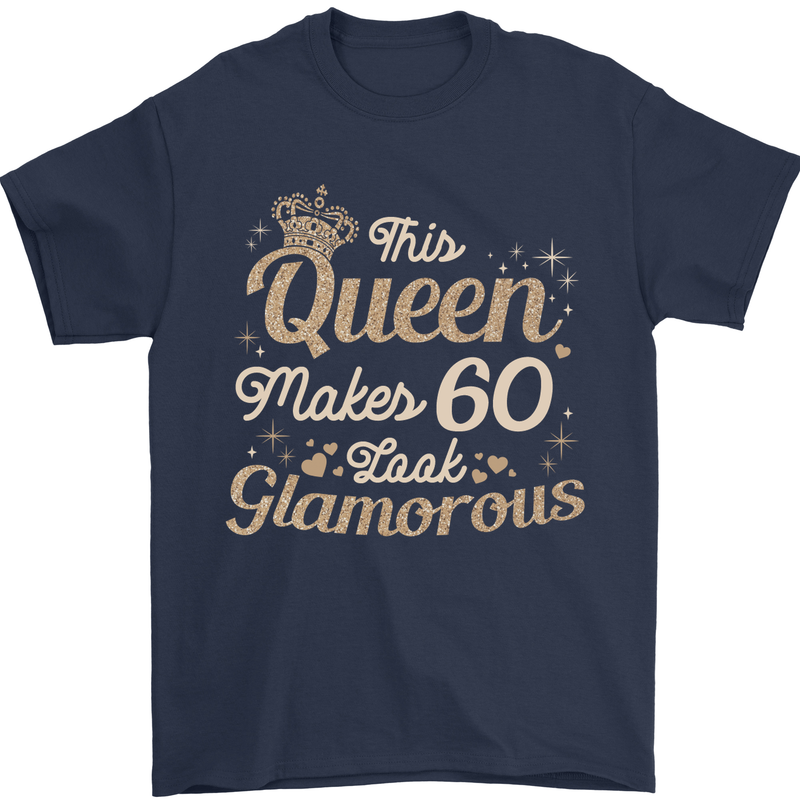 60th Birthday Queen Sixty Years Old 60 Mens T-Shirt Cotton Gildan Navy Blue