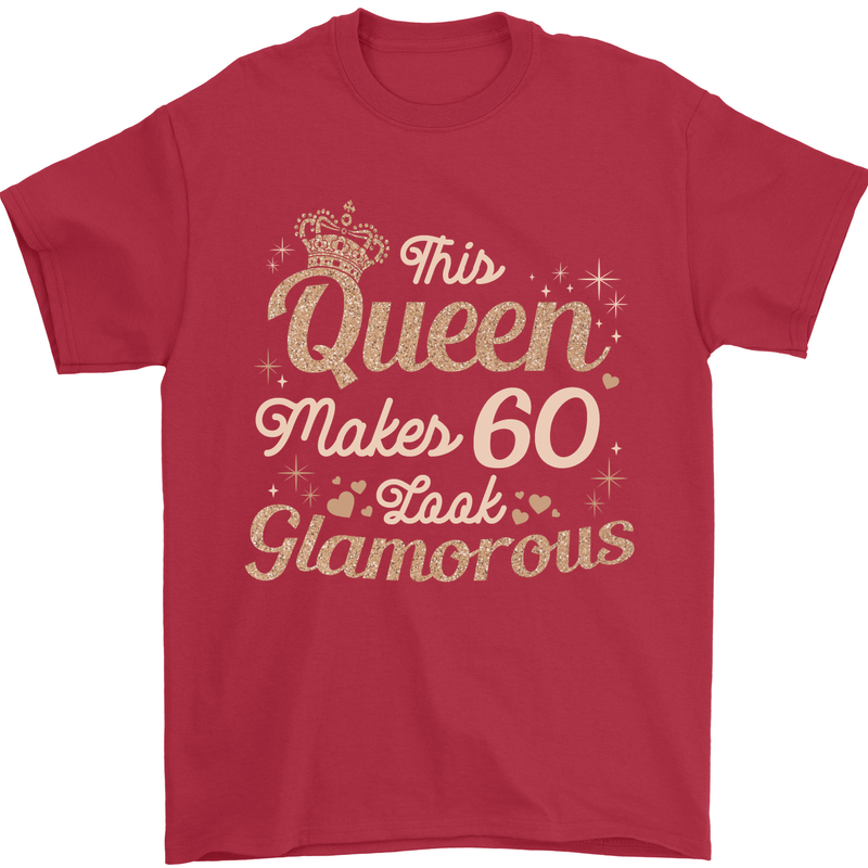 60th Birthday Queen Sixty Years Old 60 Mens T-Shirt Cotton Gildan Red