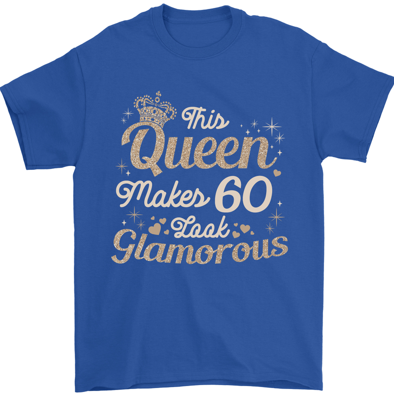 60th Birthday Queen Sixty Years Old 60 Mens T-Shirt Cotton Gildan Royal Blue