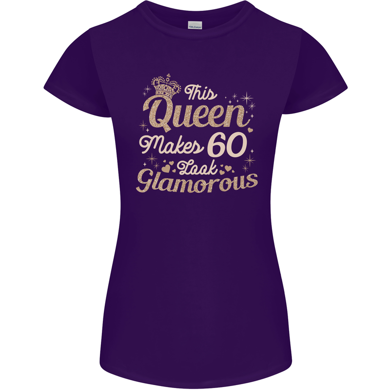 60th Birthday Queen Sixty Years Old 60 Womens Petite Cut T-Shirt Purple