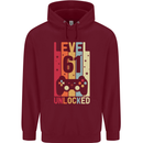 61st Birthday 61 Year Old Level Up Gamming Mens 80% Cotton Hoodie Maroon