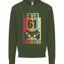 61st Birthday 61 Year Old Level Up Gamming Mens Sweatshirt Jumper Forest Green