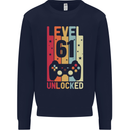 61st Birthday 61 Year Old Level Up Gamming Mens Sweatshirt Jumper Navy Blue