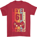 61st Birthday 61 Year Old Level Up Gamming Mens T-Shirt 100% Cotton Red