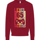 65th Birthday 65 Year Old Level Up Gamming Mens Sweatshirt Jumper Red