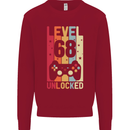 68th Birthday 68 Year Old Level Up Gamming Mens Sweatshirt Jumper Red