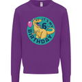 6th Birthday Dinosaur T-Rex 6 Year Old Kids Sweatshirt Jumper Purple