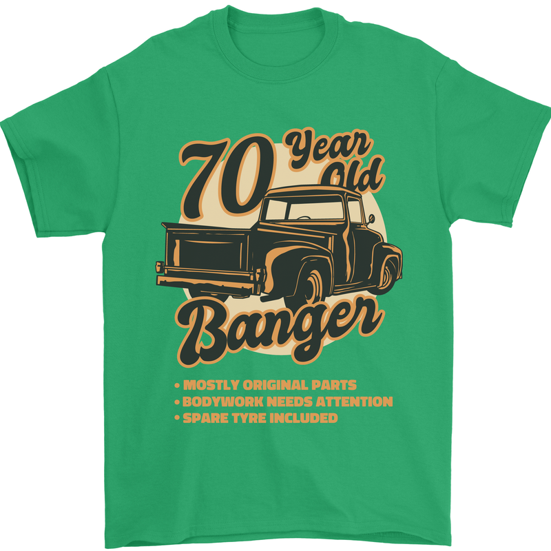 70 Year Old Banger Birthday 70th Year Old Mens T-Shirt 100% Cotton Irish Green