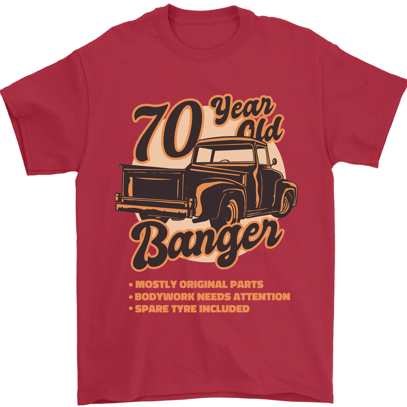 70 Year Old Banger Birthday 70th Year Old Mens T-Shirt 100% Cotton Red