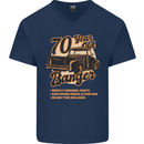 70 Year Old Banger Birthday 70th Year Old Mens V-Neck Cotton T-Shirt Navy Blue