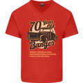 70 Year Old Banger Birthday 70th Year Old Mens V-Neck Cotton T-Shirt Red