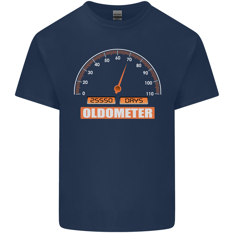70th Birthday 70 Year Old Ageometer Funny Mens Cotton T-Shirt Tee Top Navy Blue