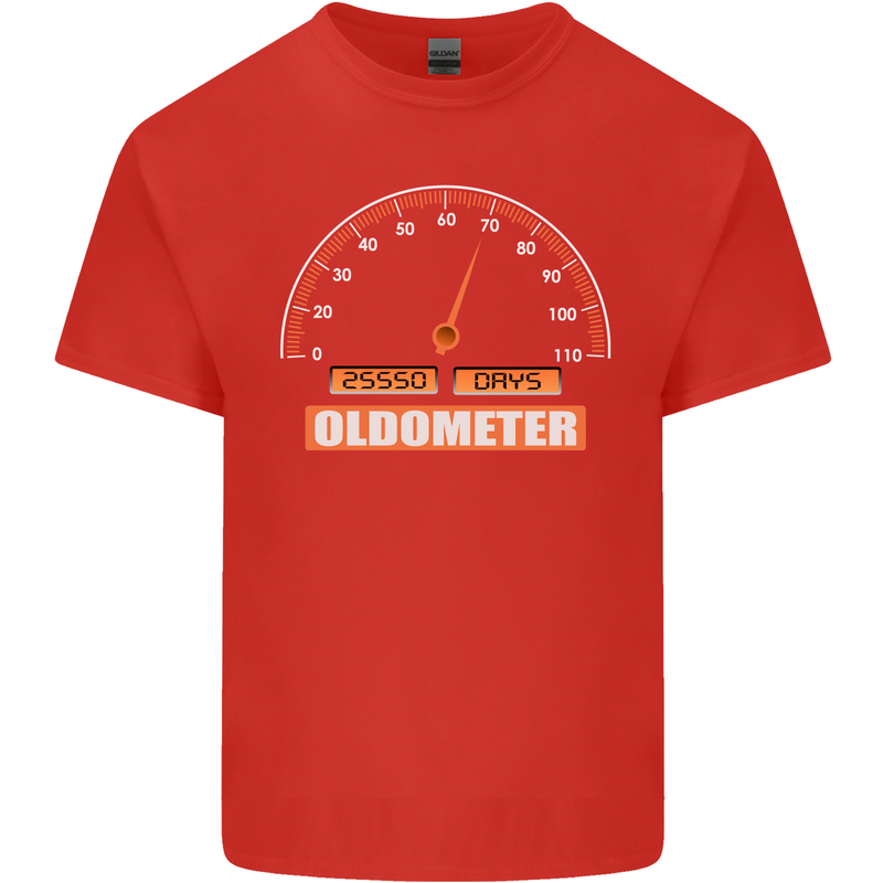 70th Birthday 70 Year Old Ageometer Funny Mens Cotton T-Shirt Tee Top Red