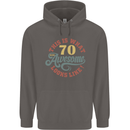 70th Birthday 70 Year Old Awesome Looks Like Mens 80% Cotton Hoodie Charcoal