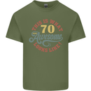 70th Birthday 70 Year Old Awesome Looks Like Mens Cotton T-Shirt Tee Top Military Green