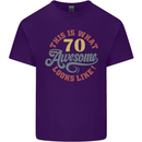 70th Birthday 70 Year Old Awesome Looks Like Mens Cotton T-Shirt Tee Top Purple