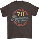 70th Birthday 70 Year Old Awesome Looks Like Mens T-Shirt 100% Cotton Dark Chocolate