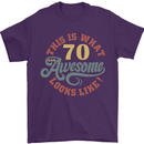 70th Birthday 70 Year Old Awesome Looks Like Mens T-Shirt 100% Cotton Purple