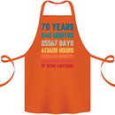 70th Birthday 70 Year Old Cotton Apron 100% Organic Orange