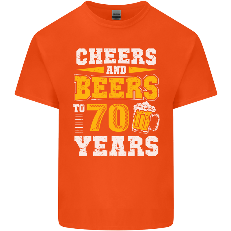 70th Birthday 70 Year Old Funny Alcohol Mens Cotton T-Shirt Tee Top Orange
