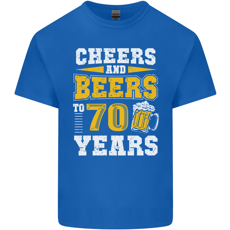 70th Birthday 70 Year Old Funny Alcohol Mens Cotton T-Shirt Tee Top Royal Blue