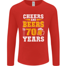 70th Birthday 70 Year Old Funny Alcohol Mens Long Sleeve T-Shirt Red