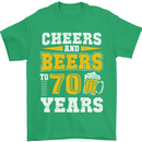 70th Birthday 70 Year Old Funny Alcohol Mens T-Shirt 100% Cotton Irish Green