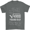 70th Birthday 70 Year Old Geek Funny Maths Mens T-Shirt 100% Cotton Charcoal