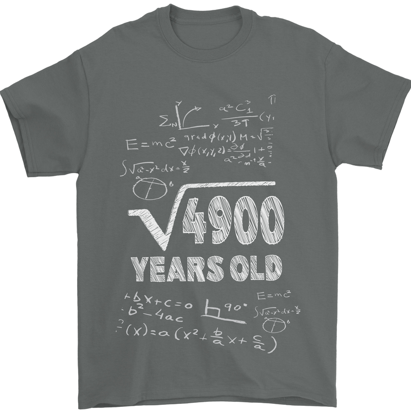 70th Birthday 70 Year Old Geek Funny Maths Mens T-Shirt 100% Cotton Charcoal