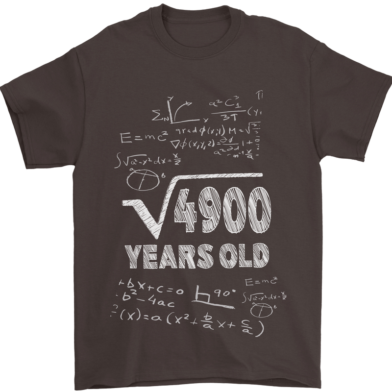70th Birthday 70 Year Old Geek Funny Maths Mens T-Shirt 100% Cotton Dark Chocolate