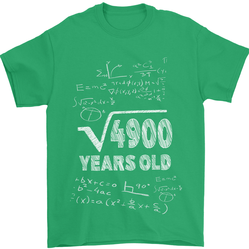 70th Birthday 70 Year Old Geek Funny Maths Mens T-Shirt 100% Cotton Irish Green