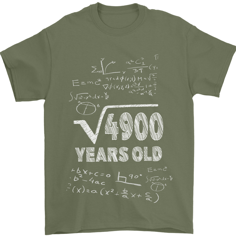 70th Birthday 70 Year Old Geek Funny Maths Mens T-Shirt 100% Cotton Military Green