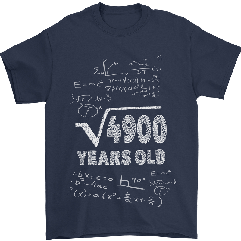 70th Birthday 70 Year Old Geek Funny Maths Mens T-Shirt 100% Cotton Navy Blue