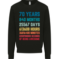 70th Birthday 70 Year Old Mens Sweatshirt Jumper Black