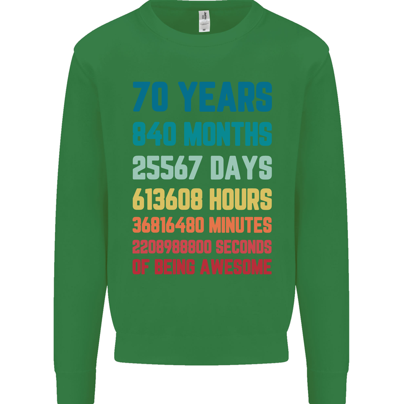 70th Birthday 70 Year Old Mens Sweatshirt Jumper Irish Green