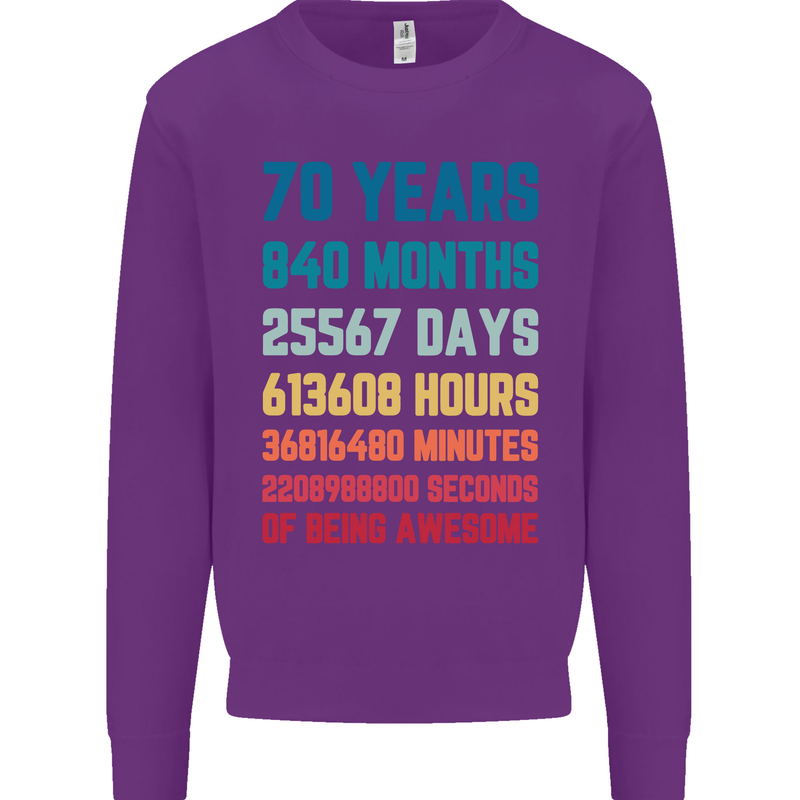 70th Birthday 70 Year Old Mens Sweatshirt Jumper Purple
