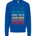 70th Birthday 70 Year Old Mens Sweatshirt Jumper Royal Blue