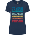 70th Birthday 70 Year Old Womens Wider Cut T-Shirt Navy Blue