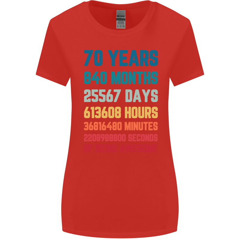 70th Birthday 70 Year Old Womens Wider Cut T-Shirt Red