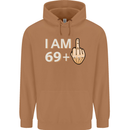 70th Birthday Funny Offensive 70 Year Old Mens 80% Cotton Hoodie Caramel Latte