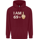 70th Birthday Funny Offensive 70 Year Old Mens 80% Cotton Hoodie Maroon