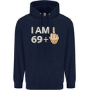 70th Birthday Funny Offensive 70 Year Old Mens 80% Cotton Hoodie Navy Blue