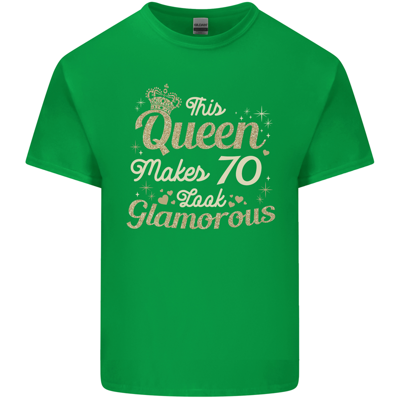 70th Birthday Queen Seventy Years Old 70 Mens Cotton T-Shirt Tee Top Irish Green