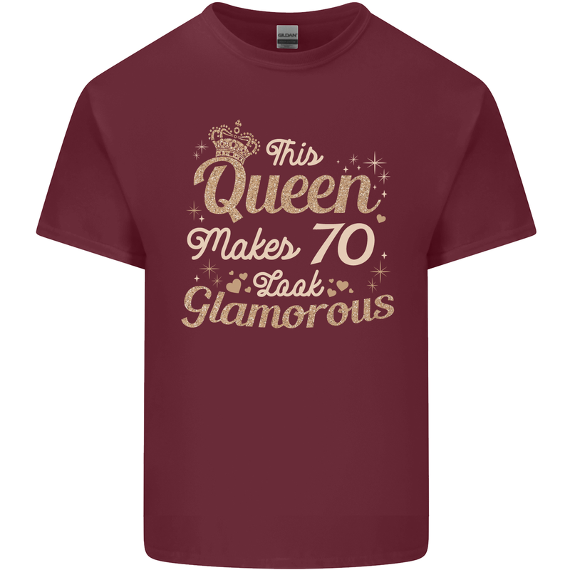 70th Birthday Queen Seventy Years Old 70 Mens Cotton T-Shirt Tee Top Maroon