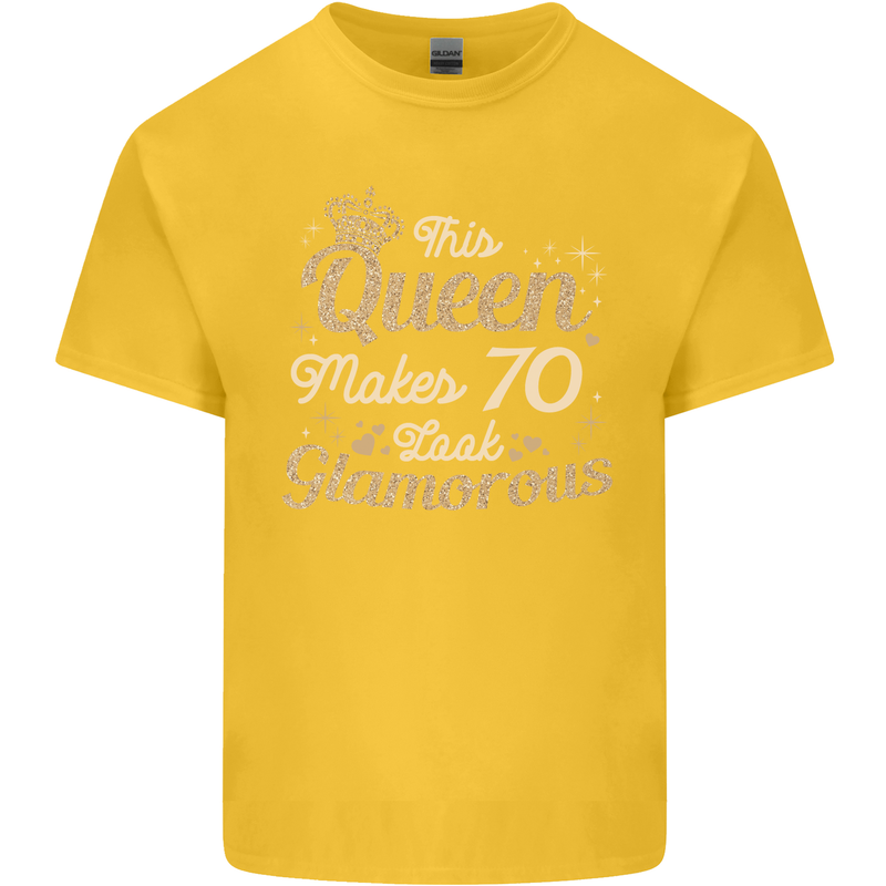 70th Birthday Queen Seventy Years Old 70 Mens Cotton T-Shirt Tee Top Yellow