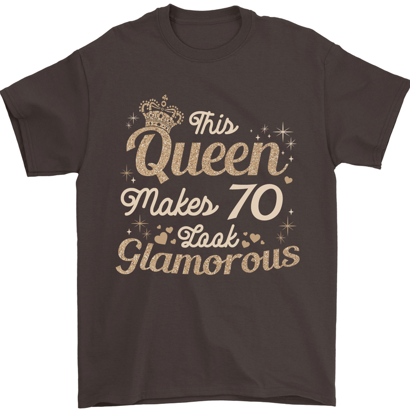 70th Birthday Queen Seventy Years Old 70 Mens T-Shirt Cotton Gildan Dark Chocolate