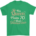 70th Birthday Queen Seventy Years Old 70 Mens T-Shirt Cotton Gildan Irish Green